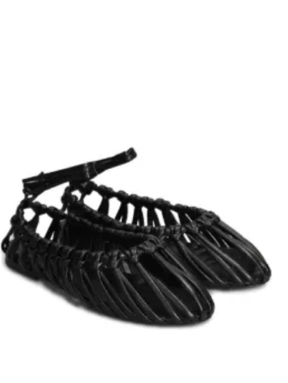 Ottange Bandini Woven Lace-Up Ankle Cage Flats in Black Made in Italy Farfetch 9